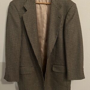 Vintage Oscar de la Renta 100% Wool Houndstooth Sports Coat Size 42L